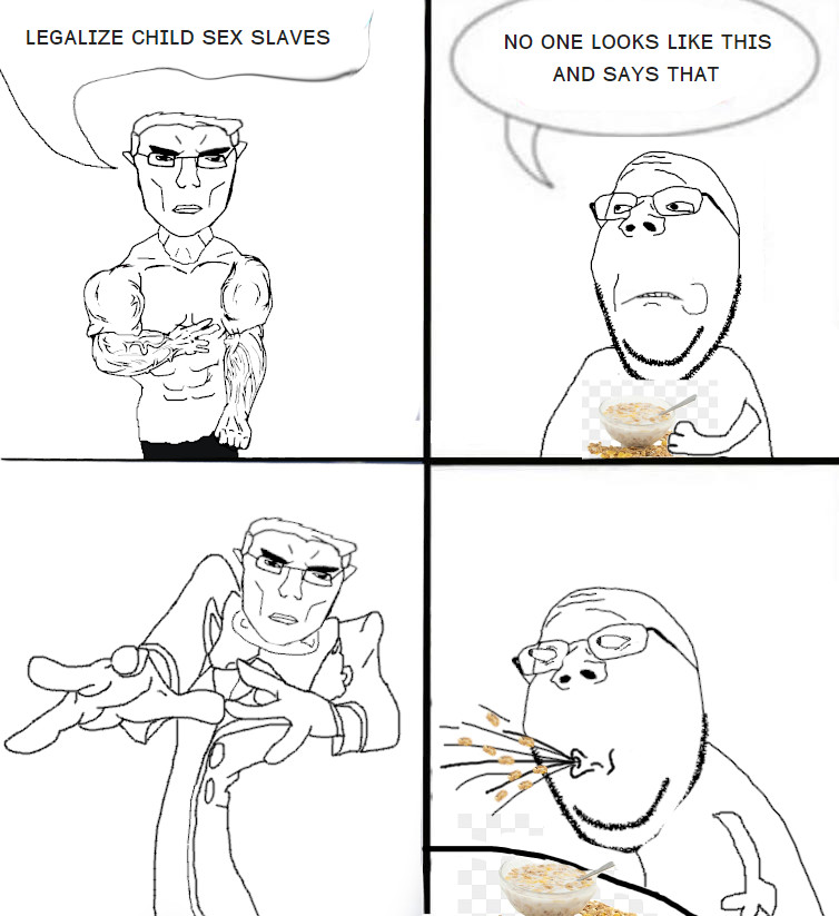 chudjak, gapejak, chudjak front, unbotheredchud, wholesome soyjak, 2soyjaks, arm, cereal guy, closed mouth, clothes