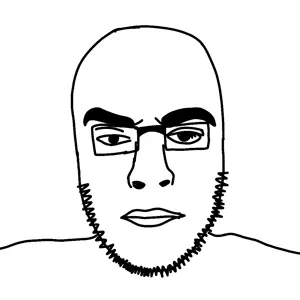 coajak, angry, beard, closed mouth, eyebrows, glasses, looking at you, soyjak, stubble, tired