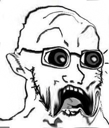 soyak, doctos, bald, black eyes, deformed, distorted, ear, forehead lines, glasses, grey tongue