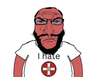 markiplier soyjak, science lover, 1soyjak, angry, balding, beard, black hair, closed mouth, clothes, eyebrows