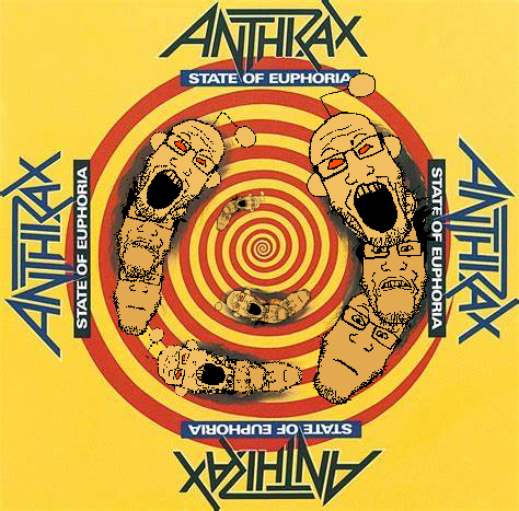 markiplier soyjak, album cover, antenna, anthrax (band), glasses, hair, metal (music), multiple soyjaks, music, open mouth