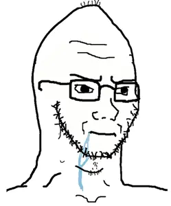 soyak, soyak (irritated), 1soyjak, balding, black eyes, black hair, brainlet, closed mouth, concerned, cone