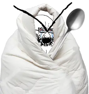 cryboy soyjak, soyak, selfish little fuck, angry, blanket, bloodshot eyes, bushy eyebrows, comfy, crying, glasses
