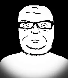 seriousjak, animated, closed mouth, glasses, serious, soyjak, stubble, vignette