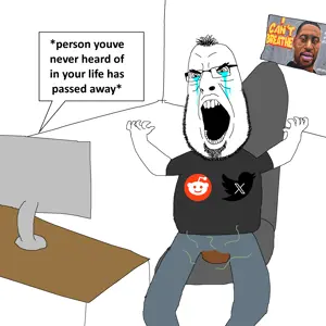 george floyd, cobson, hairson, saint floyd, bloodshot eyes, computer, crying, desk, eyebags, hair