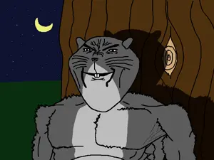 impish soyak ears, ominous impish squirrel, squirreljak, animal, buff, drawn background, ear, grass, moon, night