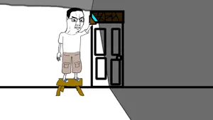 chudjak, cardboard, clothes, glasses, shadow, shorts, stool, window