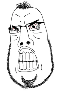 cobson, hairson, angry, balding, bloodshot eyes, clenched teeth, eyebags, glasses, gritting teeth, hair