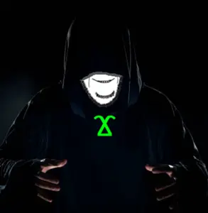 cobson, arm, biting lip, black background, closed mouth, clothes, cult, cultist, evil, hands