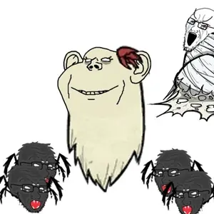 impish soyak ears, soyak, animal, arachnid, bug, crying, ghost, multiple soyjaks, soyjak, spider
