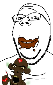 cobson, gapejak, wholesome soyjak, 2soyjaks, arm, black skin, bleached, coprophagia, ear, eating