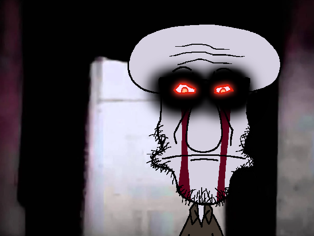 squidward tentacles, markiplier soyjak, neutralplier, blood, cartoon, closed mouth, clothes, creepypasta, crying, glasses