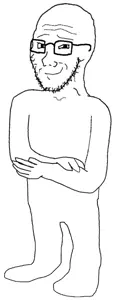 soyak, genre defining, arm, arms crossed, arms folded, bald, closed mouth, feet, forehead lines, full body