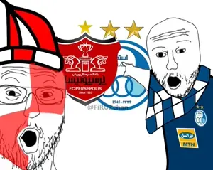 two pointing soyjaks, esteghlal-fc, football, iran, persepolis fc, pointing, soccer