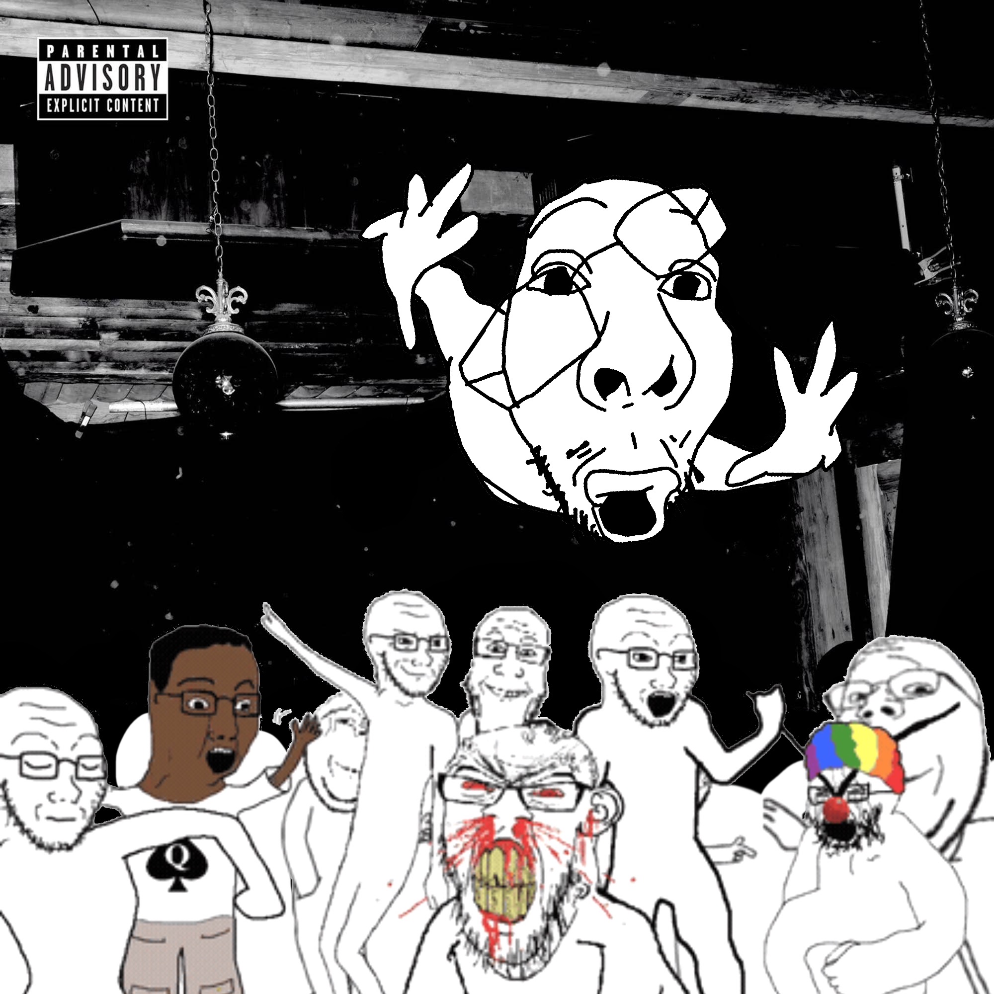 chudjak, feraljak, fisheyejak, gapejak, markiplier soyjak, soyak, feralrage, wholesome soyjak, selfish little fuck, album cover