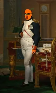 napjak, clock, clothes, emperor, full body, lamp, napoleon, orange skin, froot