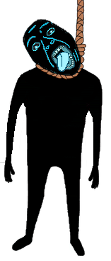 bernd, hanging troonjak, troonjak, ack, bloodshot eyes, blue teeth, blue tongue, crying, de master of stuff, full body