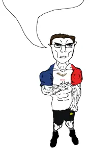 chudjak, chudjak front, unbotheredchud, blue eyes, brown hair, buff, clothes, flag, glasses, hair