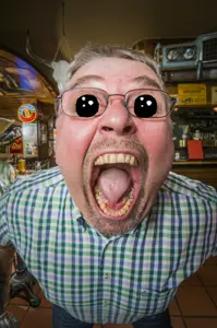 bernd, oh my god she is so attractive, beard, bernd schmidt, clothes, glasses, green hair, open mouth, real life, white skin