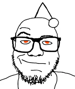 redditjak, antenna, closed mouth, glasses, no pupils, orange eyes, orange sclera, raised eyebrow, reddit, redditard