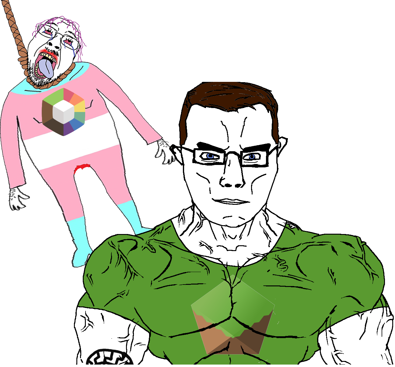 bernd, chudjak, chudjak front, hanging troonjak, muscular chud, troonjak, ack, blue eyes, buff, hanging
