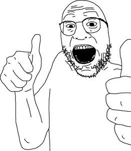 unknown, bald, beards, glasses, smile, soyjak, stubble, thumbs up