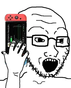soyak, arm, excited, glasses, hands, holding object, nintendo, nintendo switch, octopath traveler, open mouth