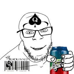 feraljak, barcode, facial mark, forehead mark, glasses, hands, holding object, holding sproke, queen of spades, smile