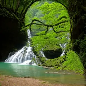 feraljak, nature, tree, water, waterfall