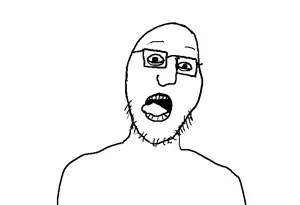 graftedswansonjak, eyebags, glasses, open mouth, soyjak, stubble, tongue