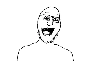 graftedswansonjak, eyebags, glasses, happy, open mouth, smile, stubble