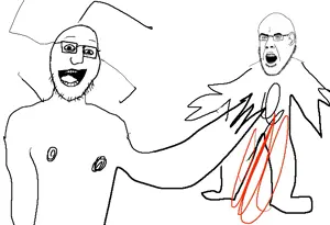 cobson, graftedswansonjak, narge, 2soyjaks, glasses, open mouth, stubble