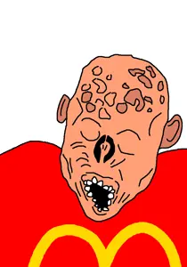 cursedjak, amerimutt, deformed, ear, mcdonalds, nightmare fuel, open mouth, teeth