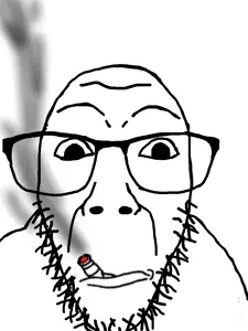 dylanjak, dykeson, cigarette, closed mouth, glasses, smoking, soyjak, stubble, weed