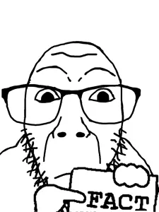 dylanjak, dykeson, closed mouth, fact, glasses, holding object, holding sign, pointing, sign, soyjak