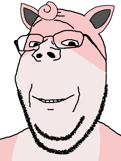 gapejak, wholesome soyjak, animal ears, anime, closed mouth, ear, fur, glasses, kanto, looking at you