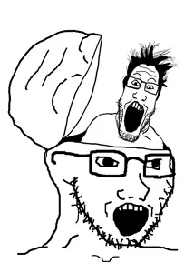 markiplier soyjak, soyak, 2soyjaks, glasses, hair, head box, open mouth, soyjak, stubble