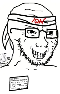 excited soyjak, soyak, wewjak, /qa/ (4chan), 4soyjaks, arm, balding, closed mouth, glasses, hands