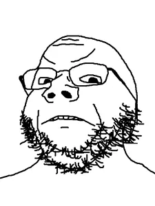 gapejak, 1soyjak, angry, glasses, monochrome, soyjak, squished, stubble, uncolored skin