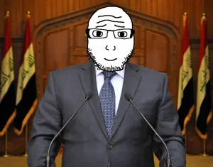 markiplier soyjak, lawrence, bald, clothes, flag, glasses, haider al-abadi, happy, iraq, iraqi
