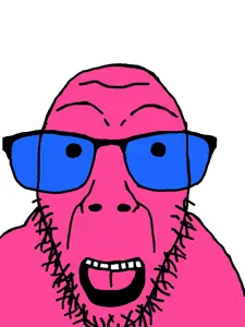 dylanjak, dykeson, blue glasses, glasses, open mouth, pink skin, soyjak, stubble, doll