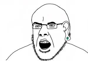cobson, narge, ear, earring, glasses, nose piercing, nose ring, open mouth, soyjak, stubble