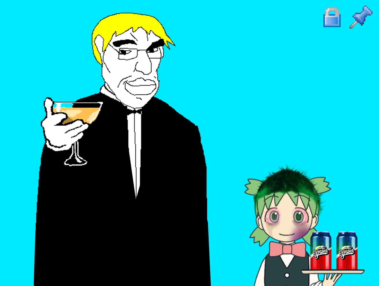 nate higgers, chudjak, natejak, 4chan, 4cuck, anime, blonde hair, bloodshot eyes, bowtie, bruise