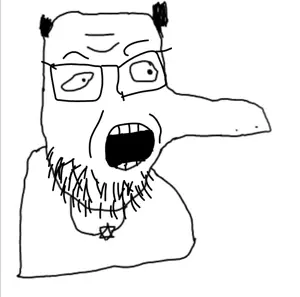 unknown, drawing, glasses, kike, open mouth, sideburns, soyjak, star of david, stubble