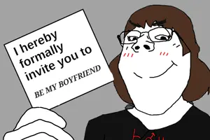 boymoder, gapejak, female gapejak, femjak, black eyes, blush, boymoder, brown hair, closed mouth, female