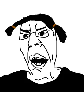chudjak, cobson, suspicious chudjak, clothes, fat, female, glasses, hair, open mouth, soyjak