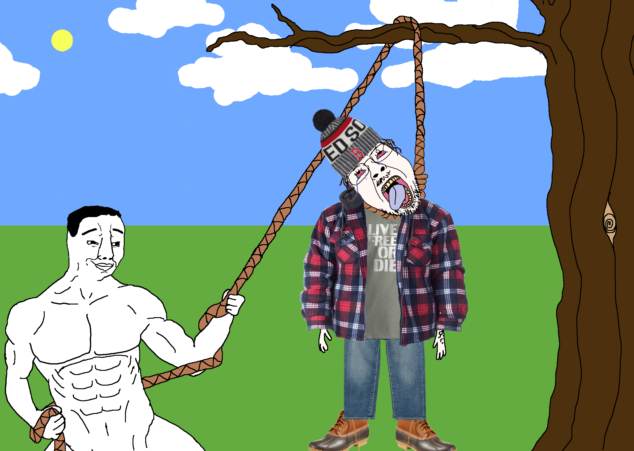 bernd, chudjak, hanging troonjak, troonjak, 2soyjaks, ack, arm, background, beanie, bloodshot eyes