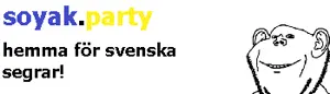 impish soyak ears, blue, closed mouth, ear, smile, soyjak, soyjak party, stubble, swedish text, text
