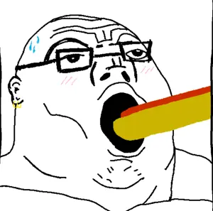 tony soprano soyjak, ahegao, blush, different strokes, ear, earring, game, hotdog, implied blowjob, soyjak