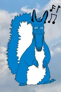 markiplier soyjak, squirreljak, animal, blue skin, calm, closed eyes, closed mouth, cloud, floating, glasses